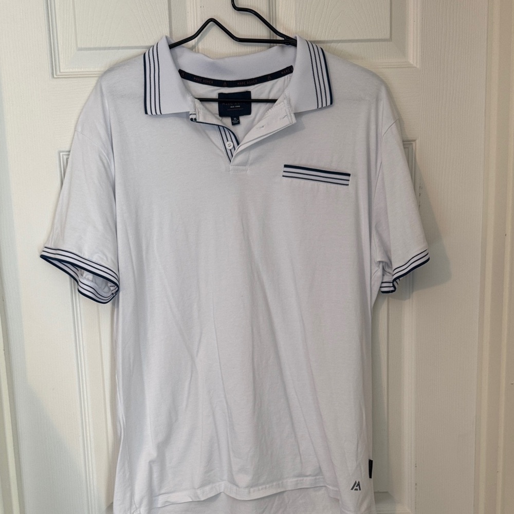 Marc Asher White Polo Shirt with Navy Accents